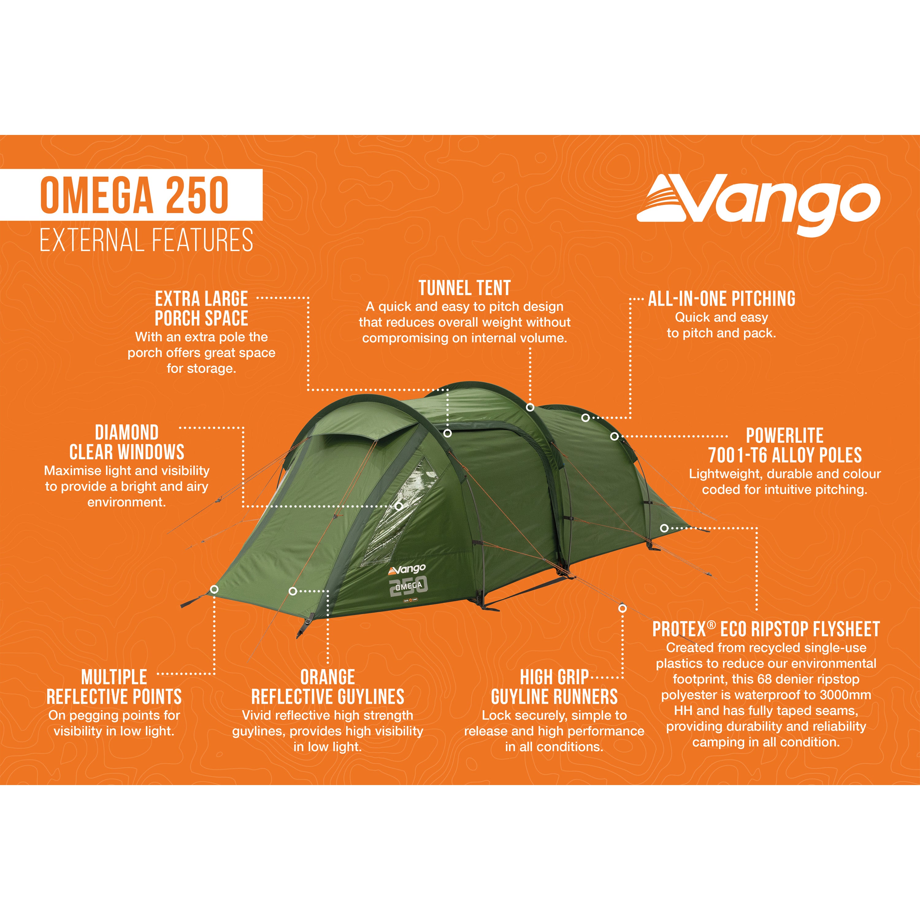  Vango Omega 250 Lichtgewicht Tunneltent Green