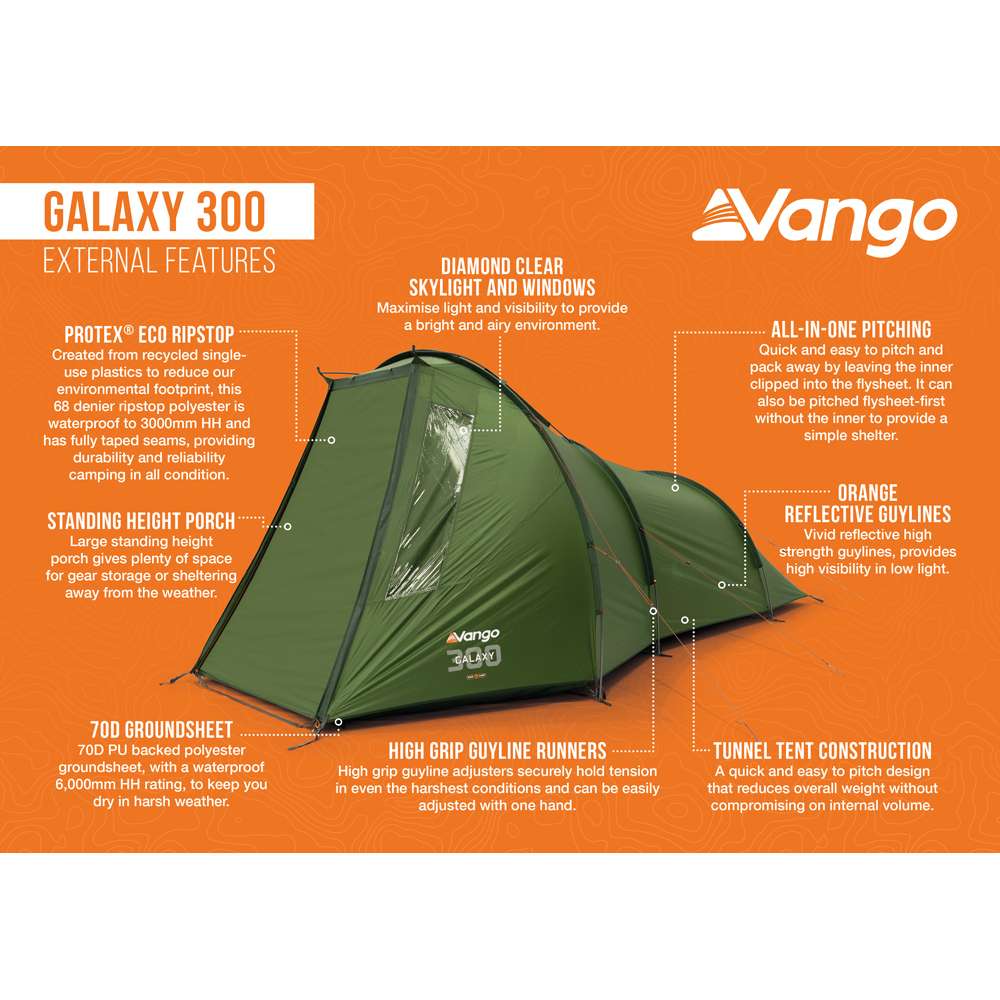  Vango Galaxy 300 Lichtgewicht Tunneltent Green