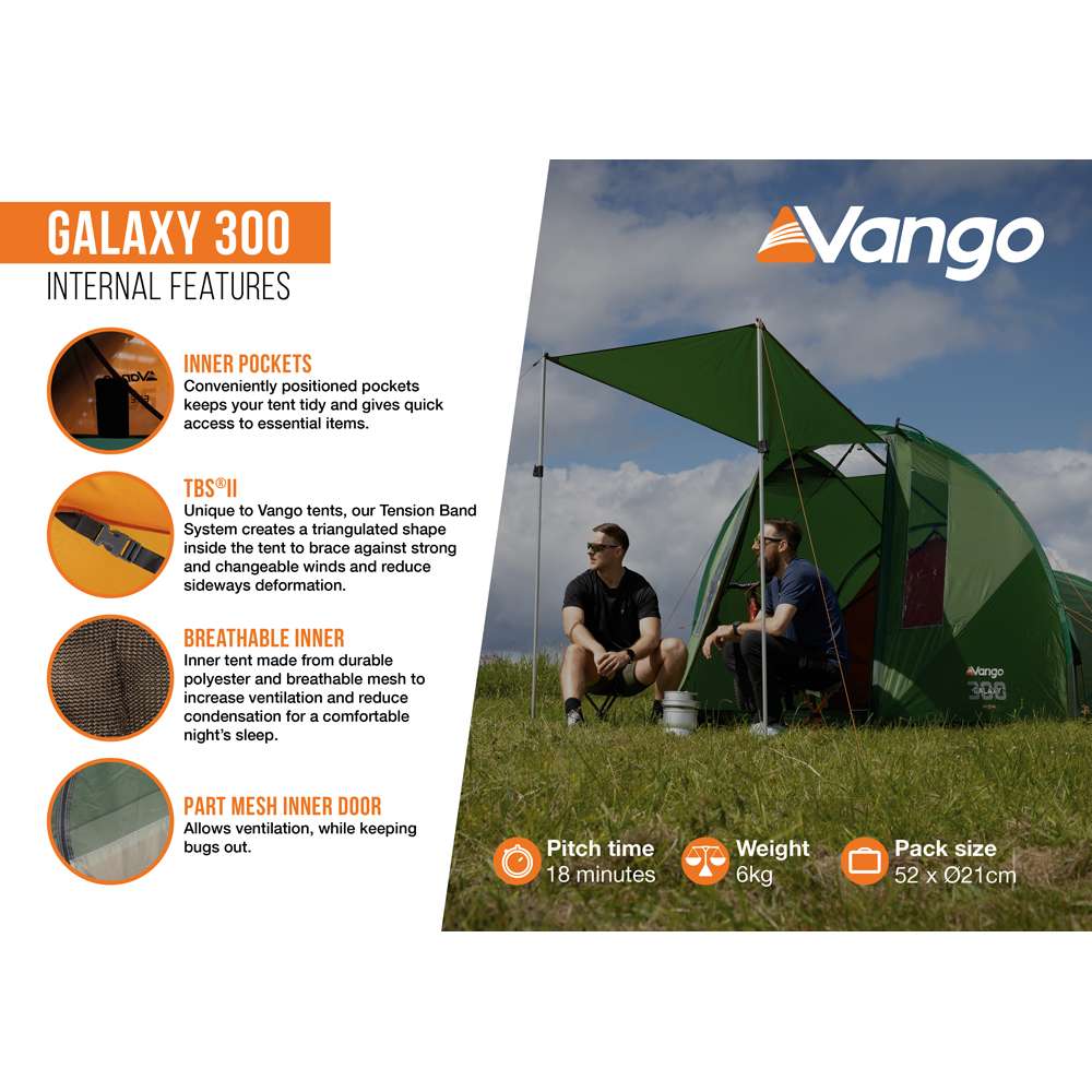  Vango Galaxy 300 Lichtgewicht Tunneltent Green
