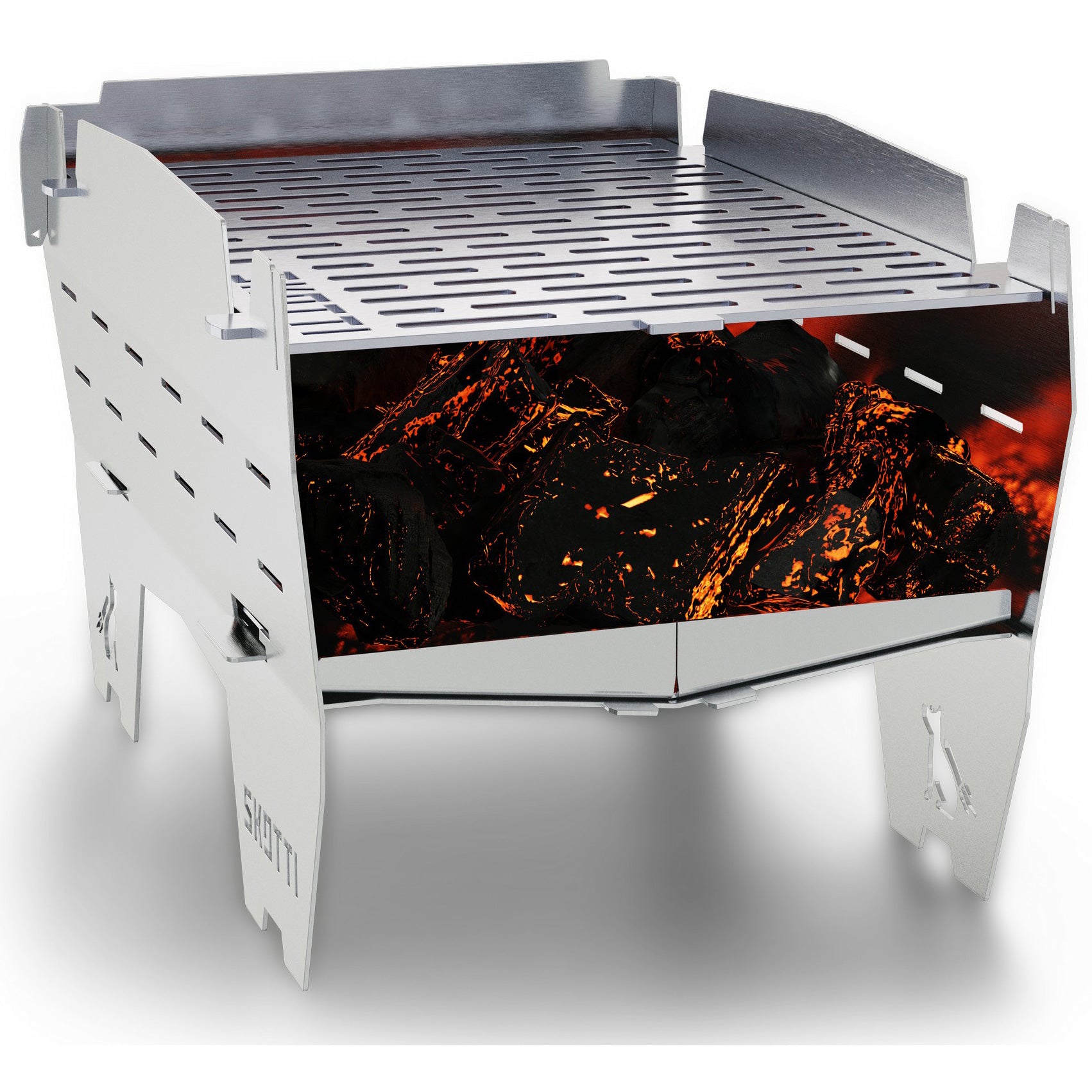  SKOTTI Mini Grill Houtskoolbarbecue Silver