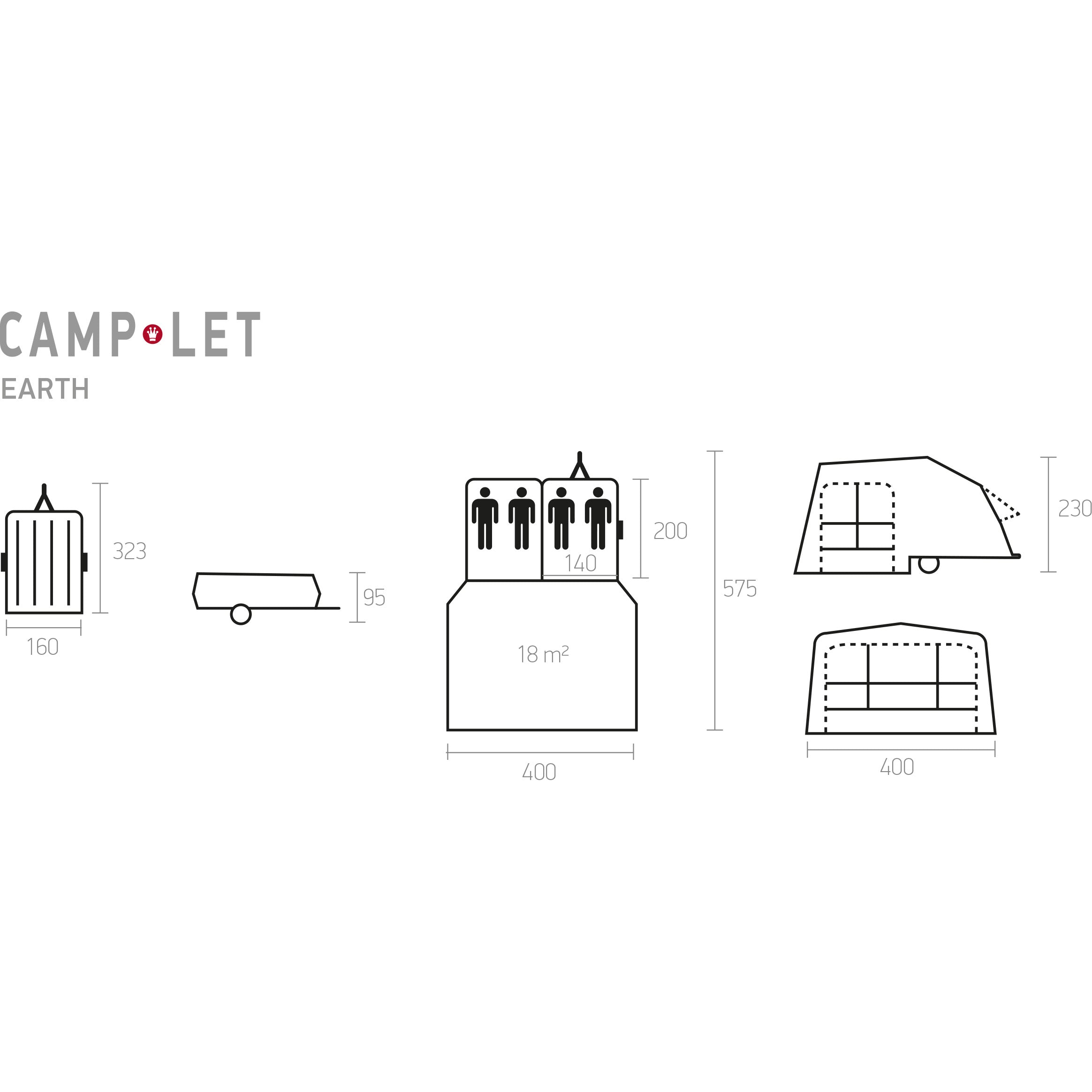  Camp-let Earth Geremd Vouwwagen 750 Kg Grey